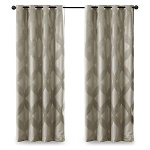 sunsmart bentley polyester knitted coated total blackout window panel in beige