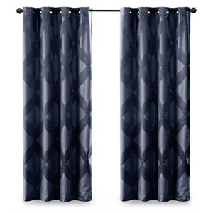 sunsmart bentley polyester ogee knitted jacquard total blackout panel in navy