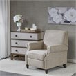 Madison Park Julian Polyester Fabric and Solid Wood Push Back Recliner in Beige