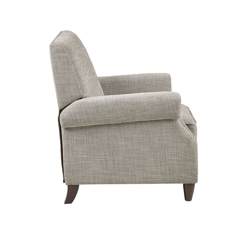 Madison Park Julian Polyester Fabric and Solid Wood Push Back Recliner in Beige