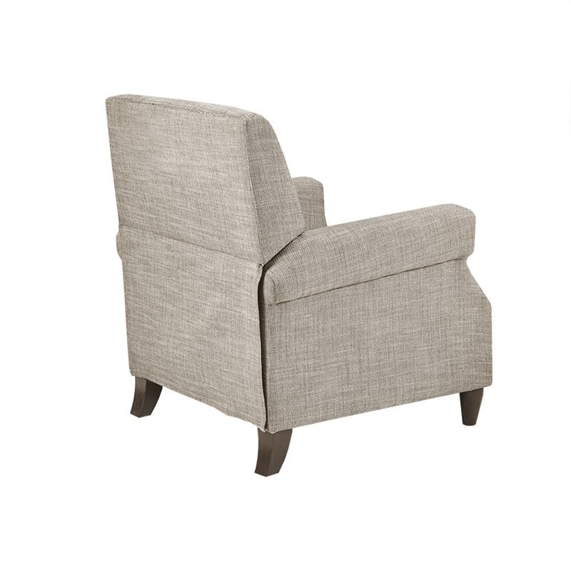 Madison Park Julian Polyester Fabric and Solid Wood Push Back Recliner in Beige
