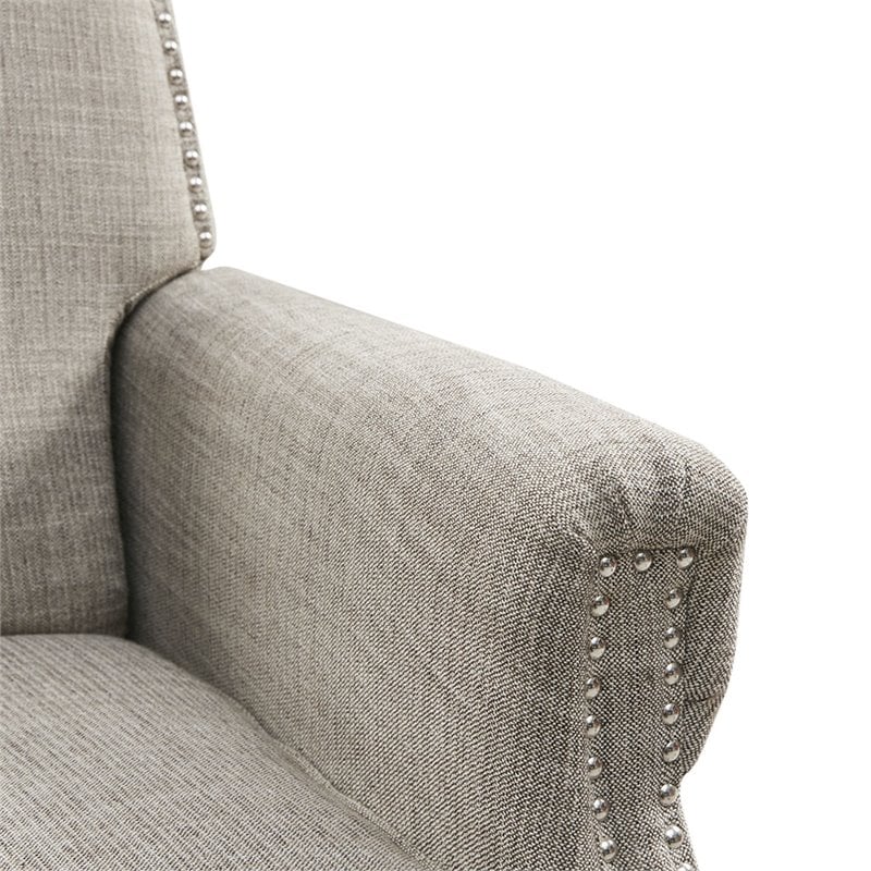 Madison Park Julian Polyester Fabric and Solid Wood Push Back Recliner in Beige