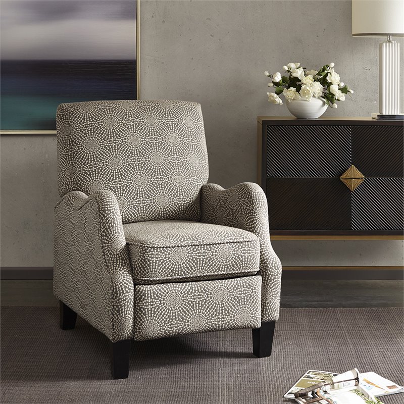 Madison Park Hoffman Polyester Fabric and Solid Wood Push Back Recliner in Beige
