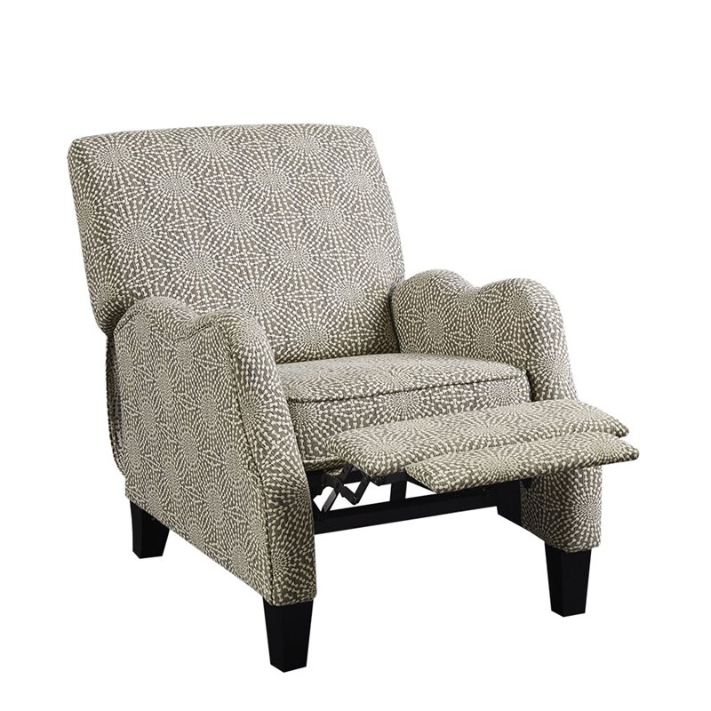 Madison Park Hoffman Polyester Fabric and Solid Wood Push Back Recliner in Beige