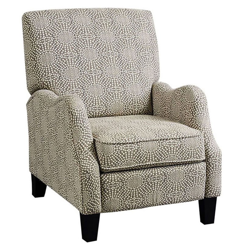 Madison Park Hoffman Polyester Fabric and Solid Wood Push Back Recliner in Beige