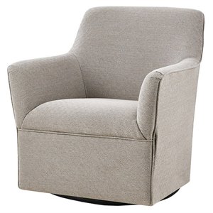 Madison Park Augustine Solid Wood and Fabric Swivel Glider Chair in Gray/Black