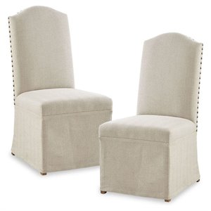 Madison Park Foster 19.25&quot Solid Wood and Fabric Dining Chair - Beige (Set of 2)