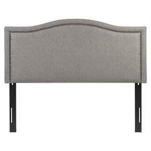 madison park nadine polyester fabric and metal king headboard in gray/black