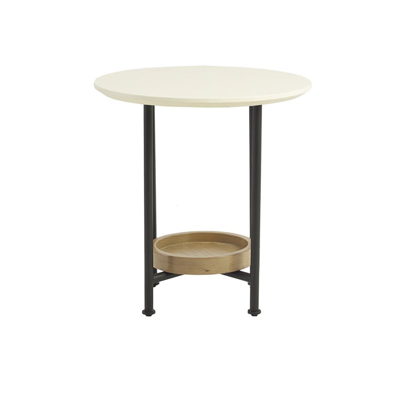 Madison Park Beaumont Oval MDF Wood and Metal End Table in White/Black