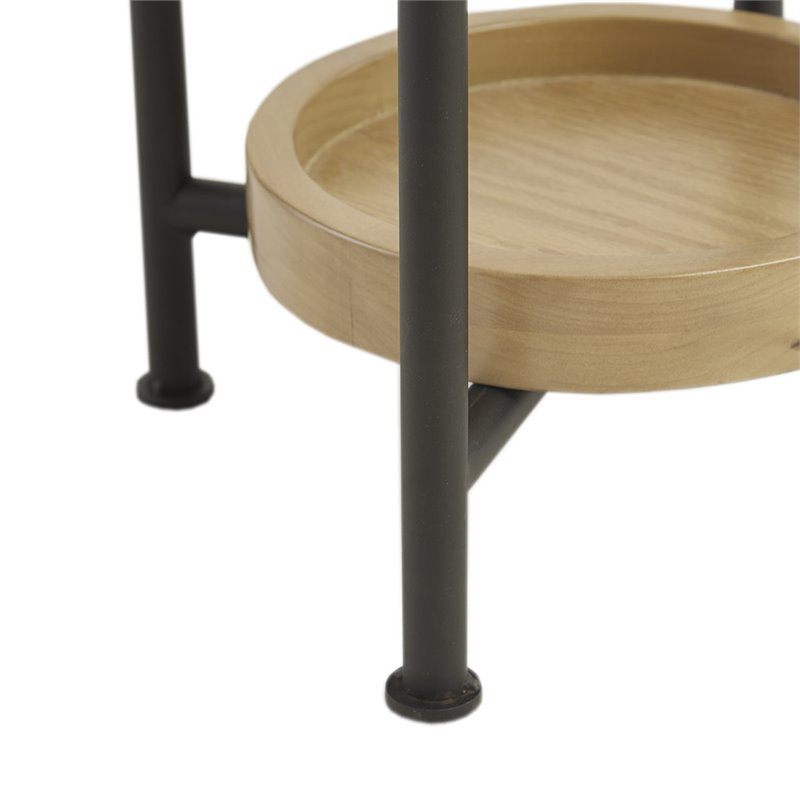 Madison Park Beaumont Oval MDF Wood and Metal End Table in White/Black