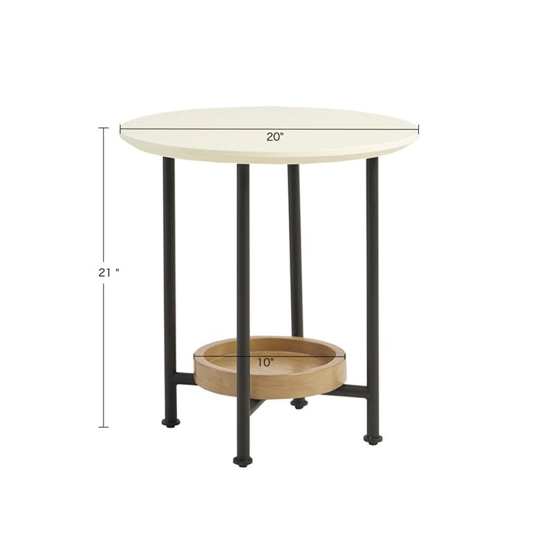 Madison Park Beaumont Oval MDF Wood and Metal End Table in White/Black