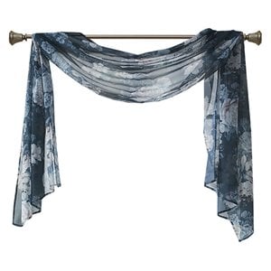 madison park simone polyester fabric floral voile sheer scarf in navy