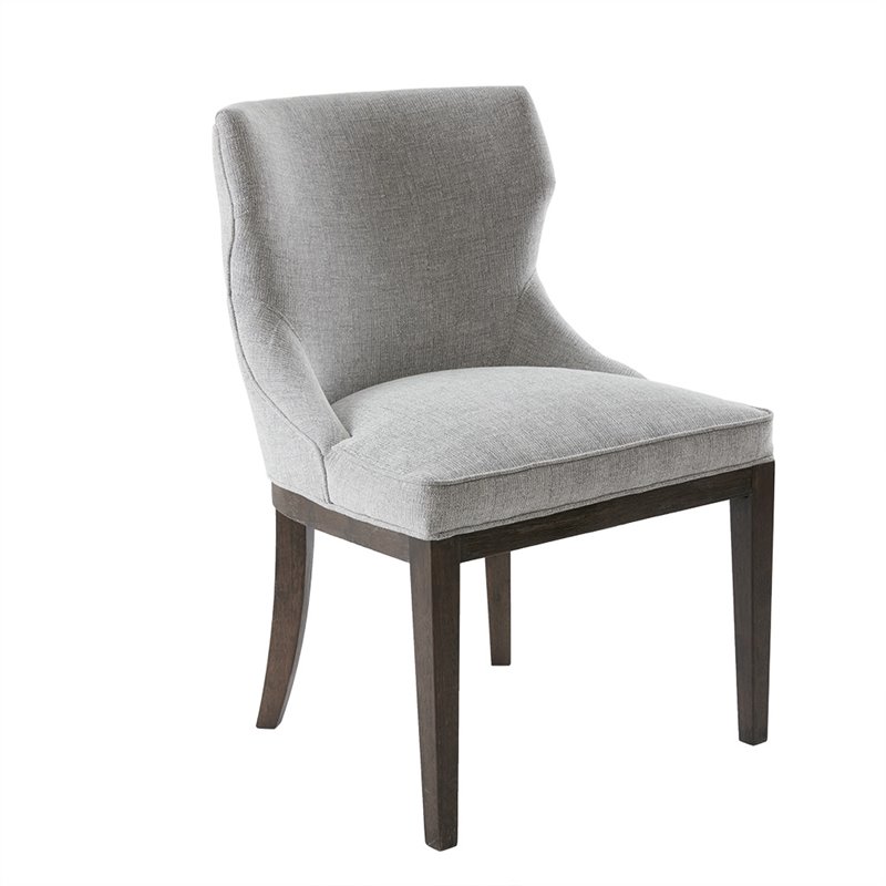 Madison Park Signature Hutton Wood and Fabric Dining Chair in Gray (Set of 2)