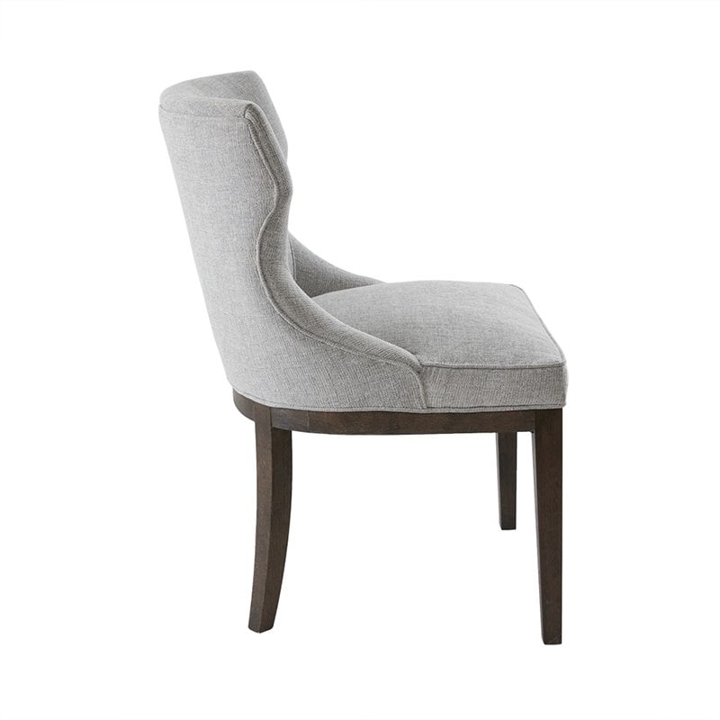 Madison Park Signature Hutton Wood and Fabric Dining Chair in Gray (Set of 2)