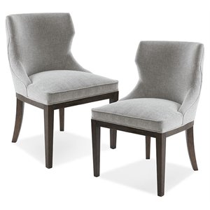 Madison Park Signature Hutton Wood and Fabric Dining Chair in Gray (Set of 2)