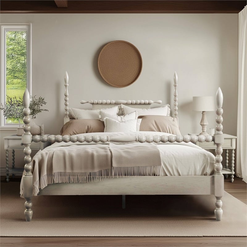 Madison Park Signature Beckett Solid Wood King Bed in Natural Whitewash