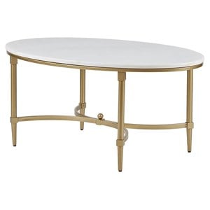 Madison Park Signature Bordeaux Metal and Marble Coffee Table in White/Gold