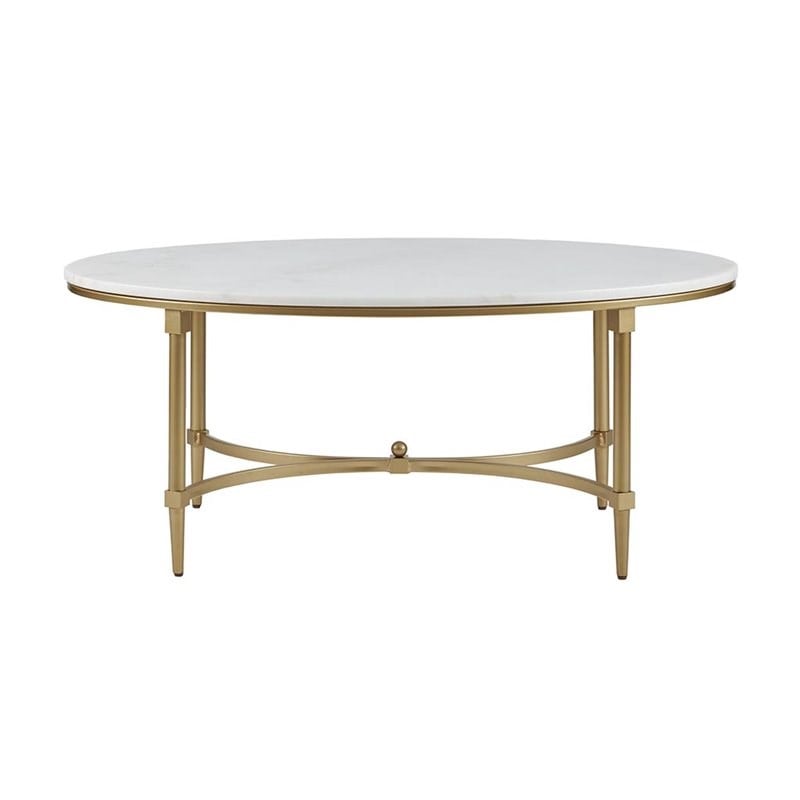 Madison Park Signature Bordeaux Metal and Marble Coffee Table in White/Gold