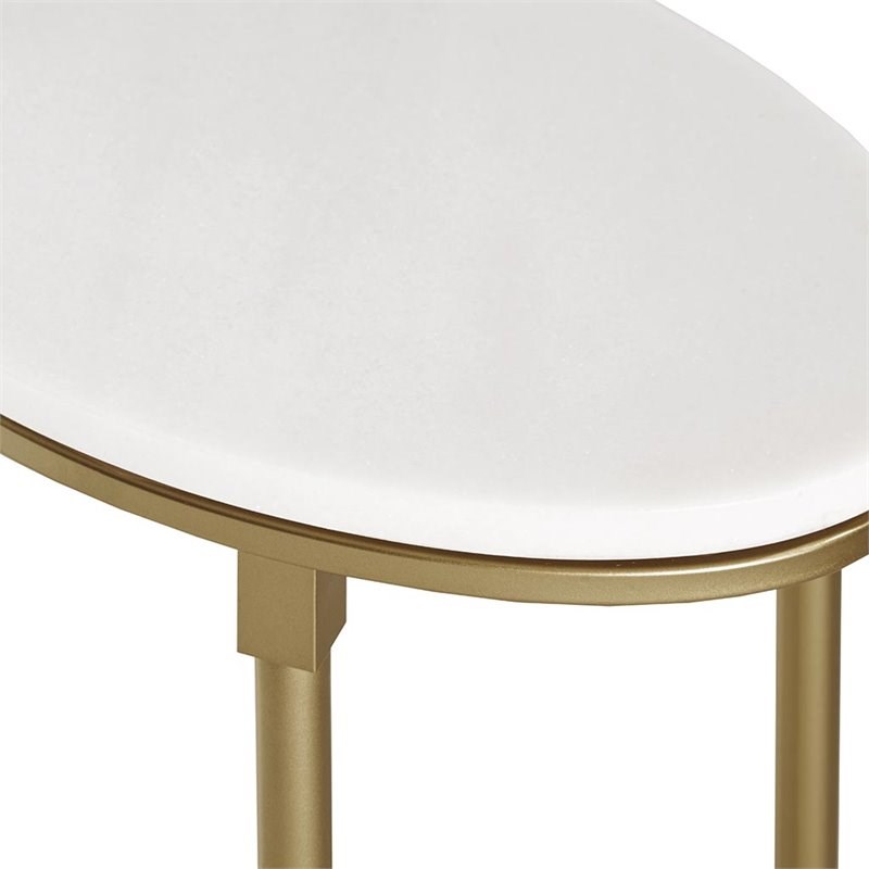 Madison Park Signature Bordeaux Metal and Marble End Table in White/Gold