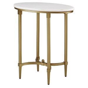 Madison Park Signature Bordeaux Metal and Marble End Table in White/Gold