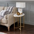 Madison Park Signature Bordeaux Metal and Marble End Table in White/Gold