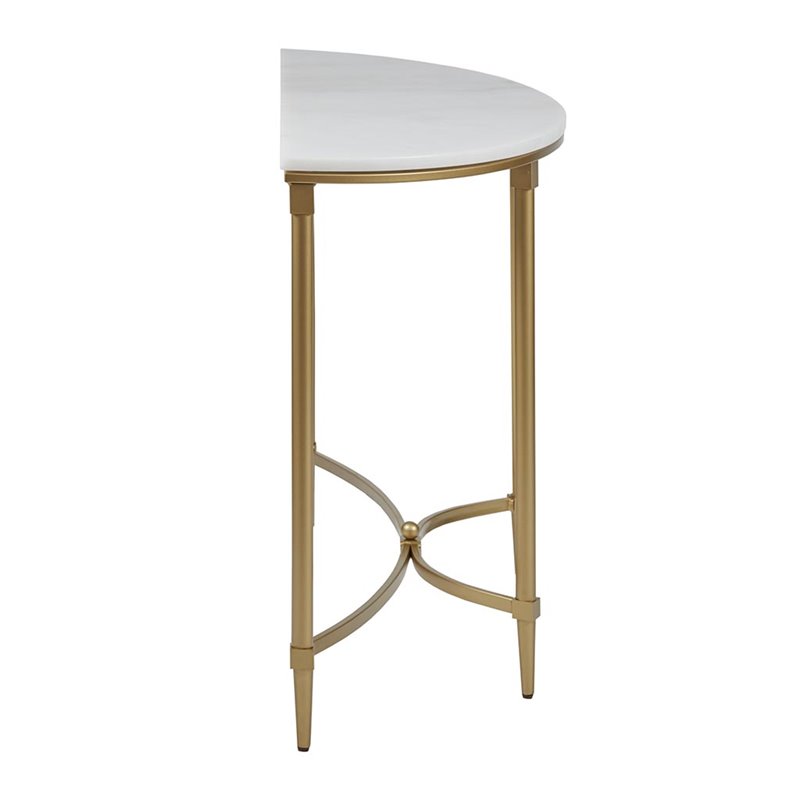 Madison Park Signature Bordeaux Metal and Marble Console Table in Gold/White