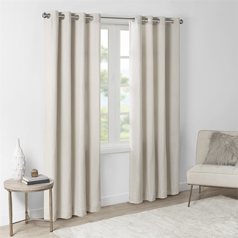 Madison Park Englewood Polyester Grommet Top Window Panel in Natural