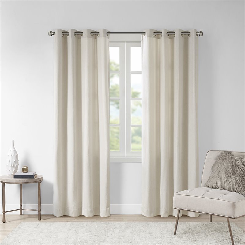Madison Park Englewood Polyester Grommet Top Window Panel in Natural
