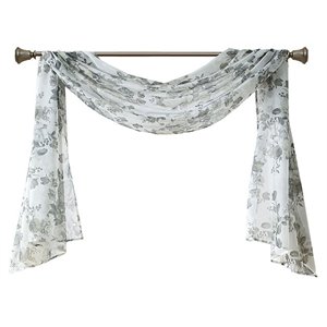 madison park simone polyester fabric floral voile sheer scarf in white