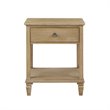Madison Park Signature Victoria Rubber wood Metal Bedside Table in Light Natural