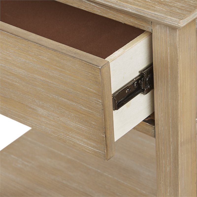 Madison Park Signature Victoria Rubber wood Metal Bedside Table in Light Natural