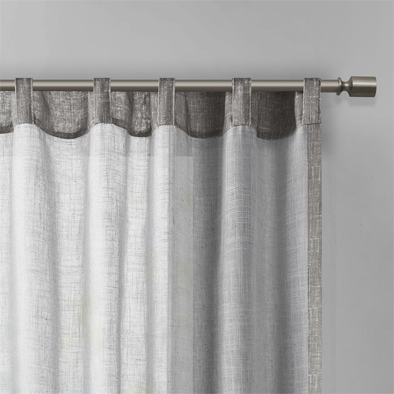Madison Park Kane Polyester Fabric Texture Woven Window Panel in Gray