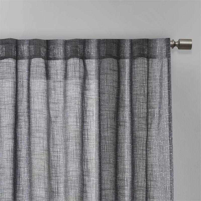 Madison Park Kane Polyester Fabric Texture Woven Window Panel in Black