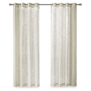 madison park avery polyester yarn dyed slub sheer window curtain in natural