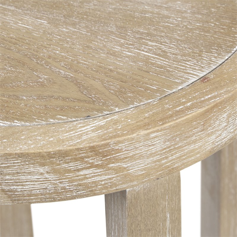 Martha Stewart Bedford Solid Wood and Rattan Accent Table in Natural