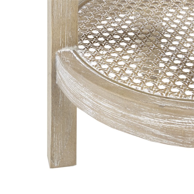 Martha Stewart Bedford Solid Wood and Rattan Accent Table in Natural