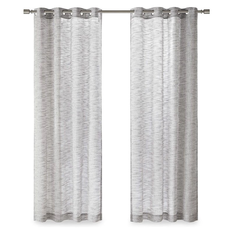 Madison Park Avery Polyester Yarn Dyed Slub Sheer Window Curtain in White