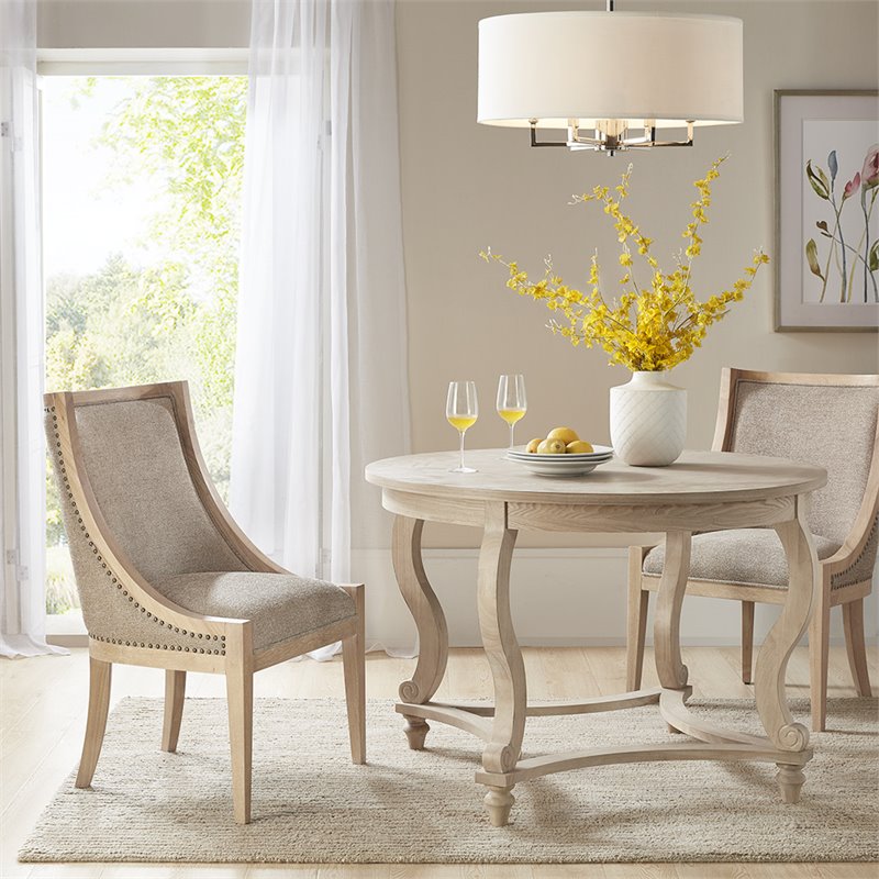 Martha Stewart Elmcrest Round Solid Wood Veneer Dining Table in Natural