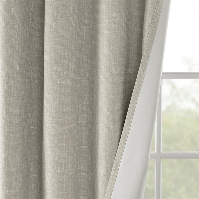 SunSmart Maya Polyester Fabric Heathered Window Panel in Taupe Gray