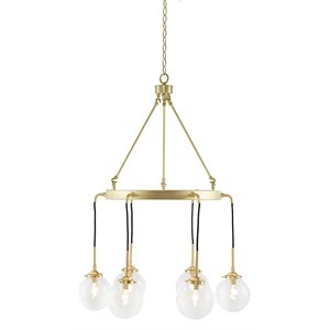 ink+ivy clive 6-light modern metal and glass chandelier in gold