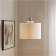 INK+IVY Pacific Modern Metal and Fabric Pendant in Plated Silver/White
