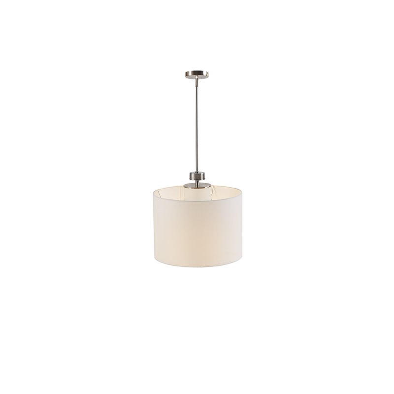 INK+IVY Pacific Modern Metal and Fabric Pendant in Plated Silver/White