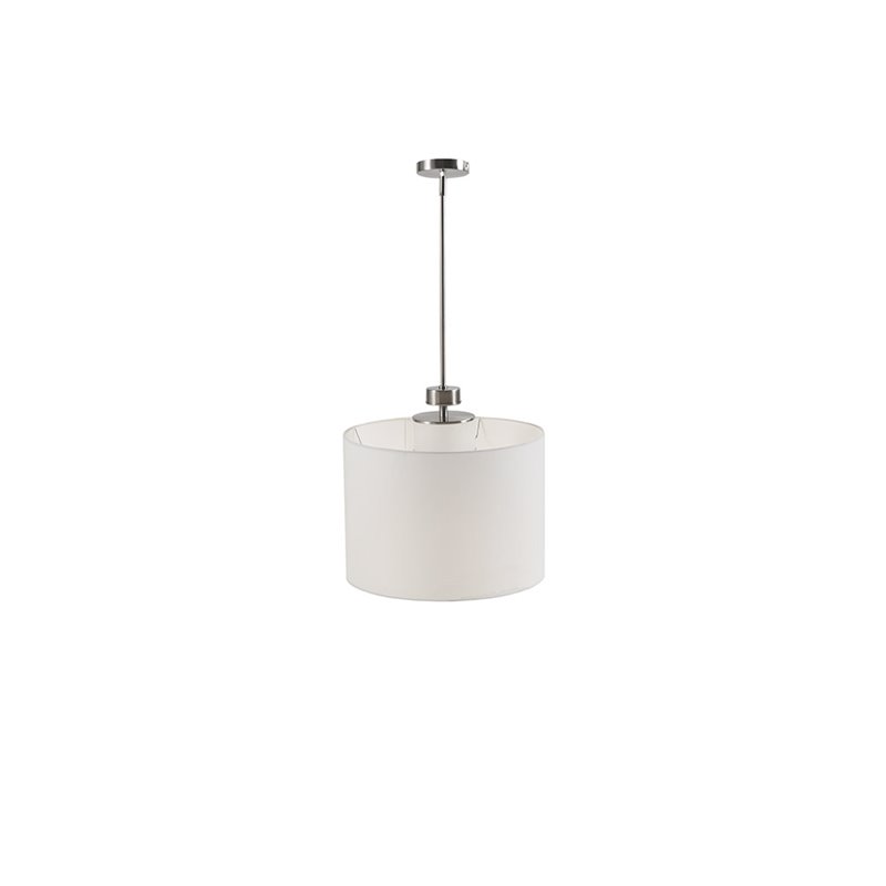 INK+IVY Pacific Modern Metal and Fabric Pendant in Plated Silver/White