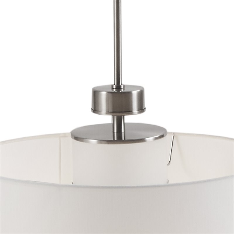 INK+IVY Pacific Modern Metal and Fabric Pendant in Plated Silver/White