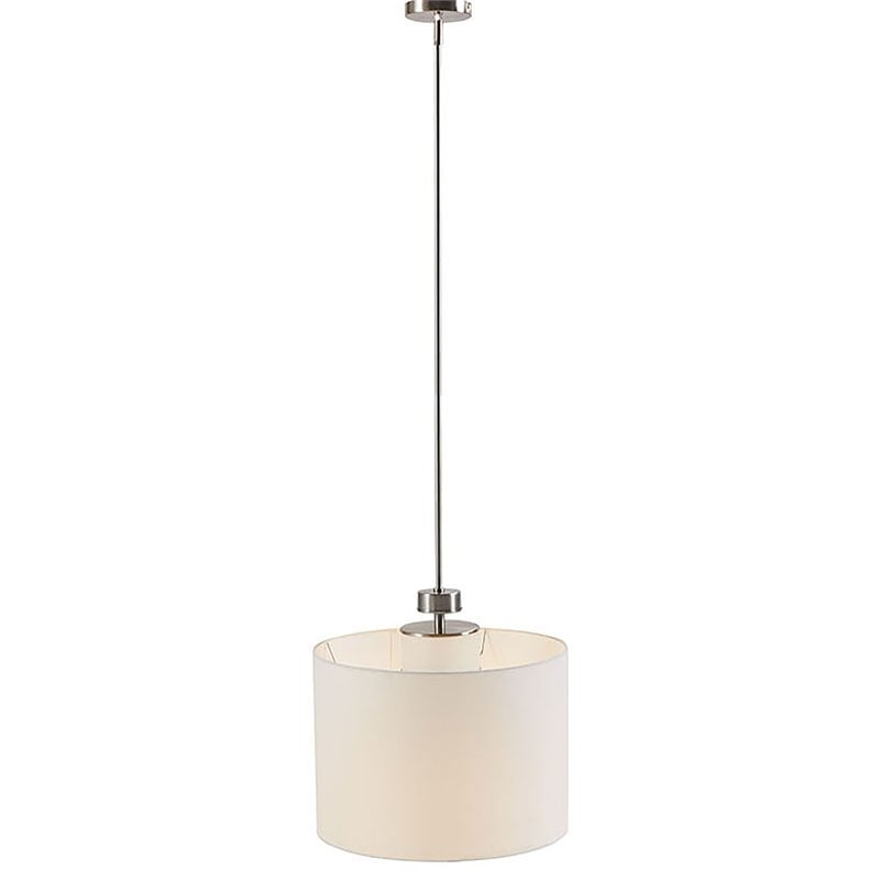 INK+IVY Pacific Modern Metal and Fabric Pendant in Plated Silver/White
