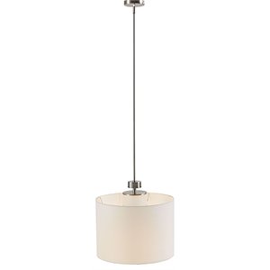 INK+IVY Pacific Modern Metal and Fabric Pendant in Plated Silver/White