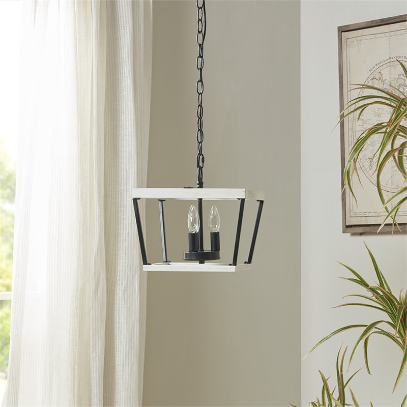 INK+IVY Adele 3-Light Modern Metal Pendant in Black/White Finish