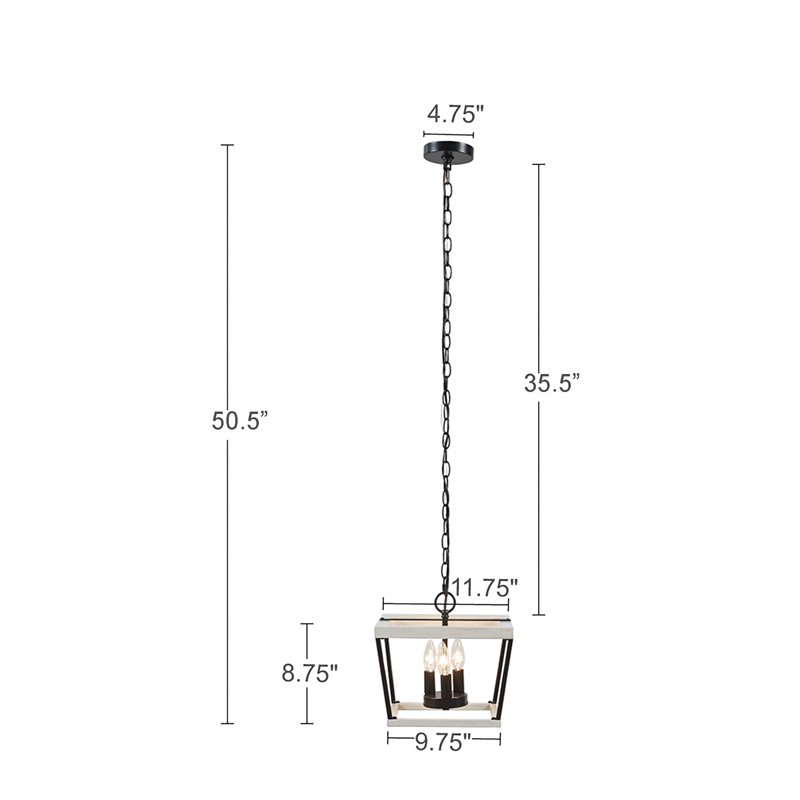 INK+IVY Adele 3-Light Modern Metal Pendant in Black/White Finish