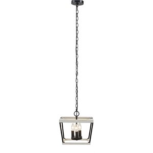 INK+IVY Adele 3-Light Modern Metal Pendant in Black/White Finish
