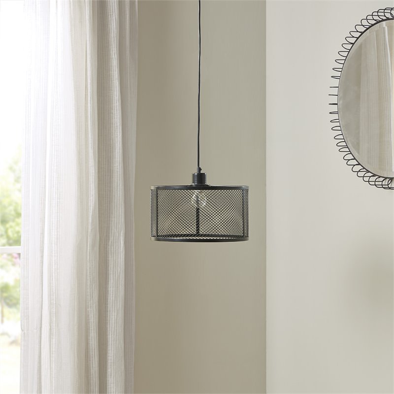 INK+IVY Jaxson Single Light Modern Metal Pendant in Black Finish
